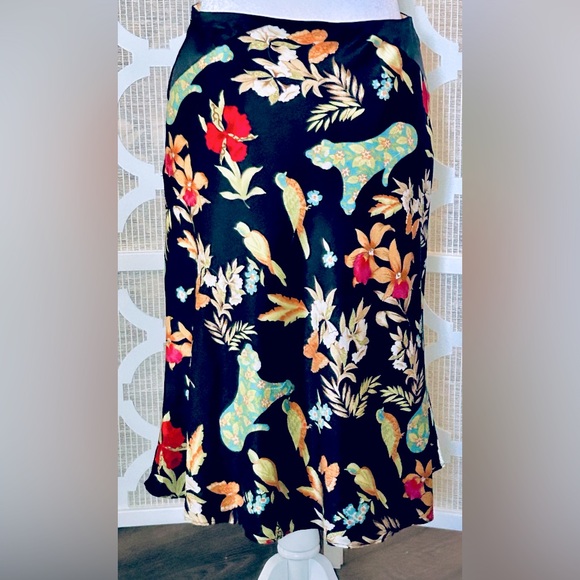 Tori Richard Dresses & Skirts - Tori Richard Honolulu Silk Skirt Leopards Birds Flowers Floral Sz 6 Small Boho
